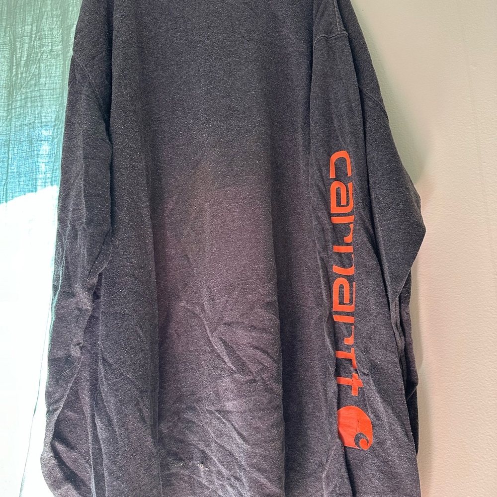 Large men’s Carhartt Gray Long Sleeve Shirt with Orange Logo